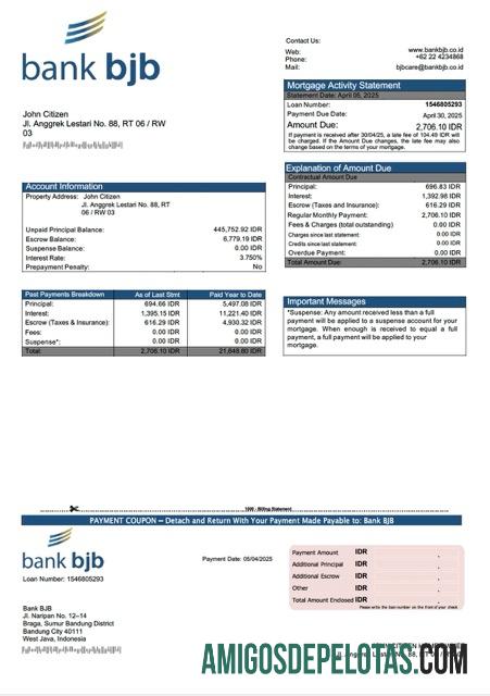 para download Modelo Word e PDF de declaração de hipoteca do Banco da Indonésia BJB